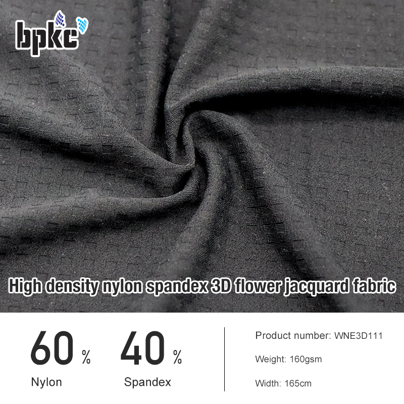 High density and high stretch nylon spandex 3D flower jacquard fabric